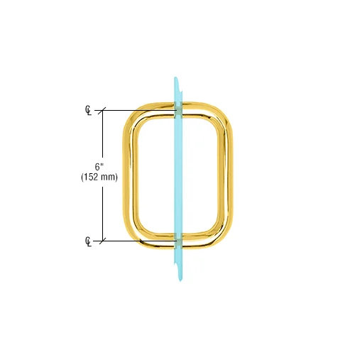 Shower Door 6" Back-to-Back Tubular Pull Handle, No Metal Washers, Unlacquered Brass – CRL BMNW6X6ULBR