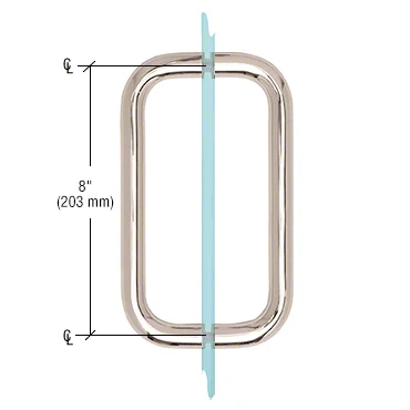 Shower Door 8" Back-to-Back Tubular Pull Handle, No Metal Washers, Polished Nickel – CRL BMNW8X8PN, photo 2