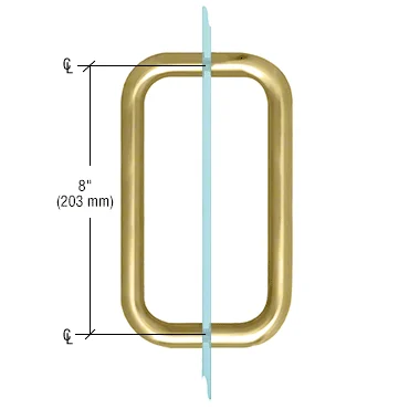 Shower Door 8" Back-to-Back Tubular Pull Handle, No Metal Washers, Satin Brass – CRL BMNW8X8SB, photo 2