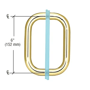 Shower Door 6" Back-to-Back Solid Brass Pull Handle (No Washers), Polished Brass – CRL BPD6BR, photo 2