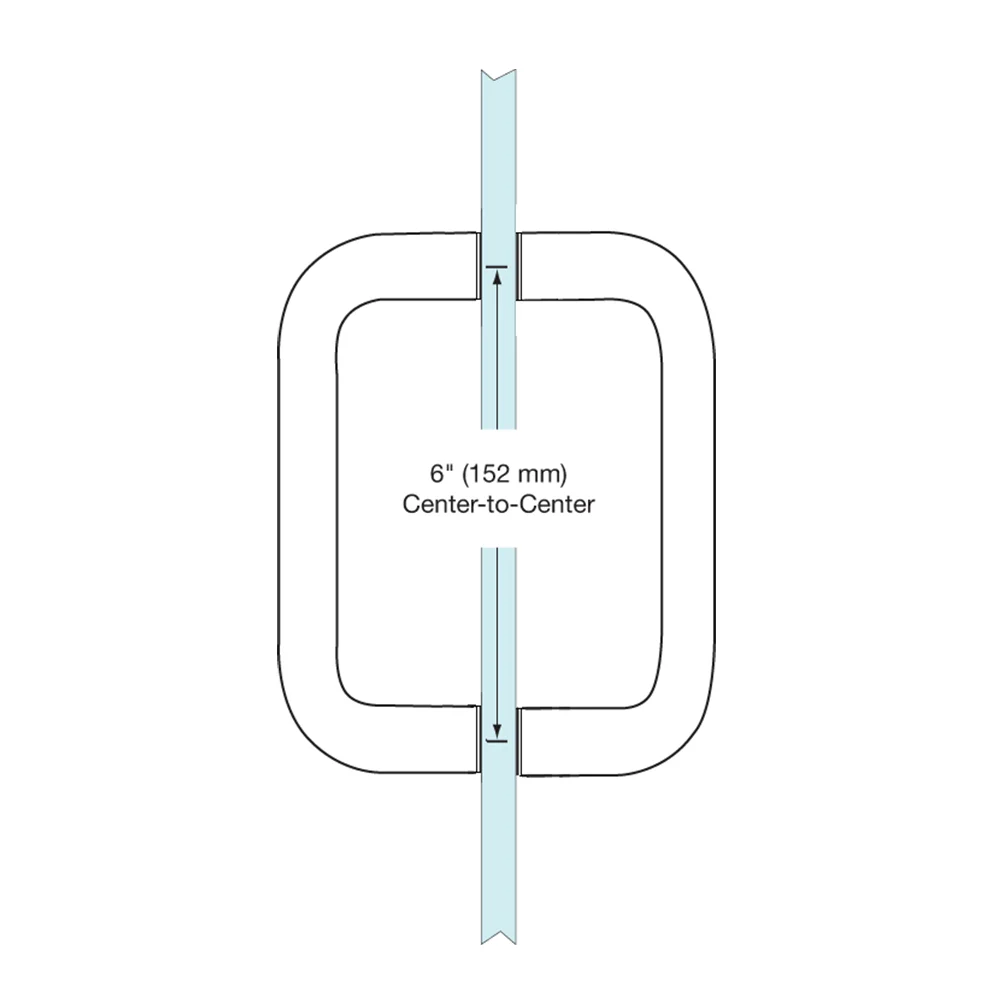 Shower Door 6" Back-to-Back Solid Brass Pull Handle (No Washers), Polished Brass – CRL BPD6BR, photo 3