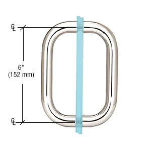 Shower Door 6" Back-to-Back Solid Brass Pull Handle (No Washers), Polished Nickel – CRL BPD6PN, photo 2