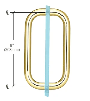 Shower Door 8" Back-to-Back Solid Pull Handle, No Metal Washers, Polished Brass – CRL BPD8BR, photo 2
