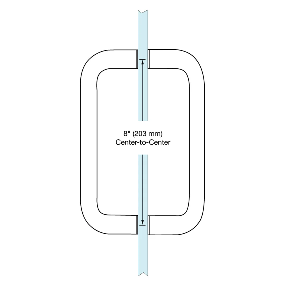 Shower Door 8" Back-to-Back Solid Pull Handle, No Metal Washers, Polished Brass – CRL BPD8BR, photo 3