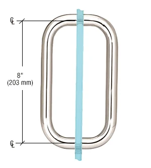 Shower Door 8" Back-to-Back Solid Pull Handle, No Metal Washers, Polished Nickel – CRL BPD8PN, photo 2