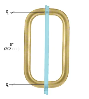 Shower Door 8" Back-to-Back Solid Pull Handle, No Metal Washers, Satin Brass – CRL BPD8SB, photo 2