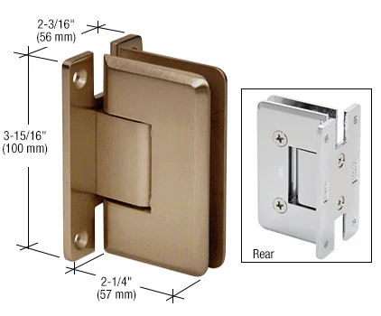 Shower Door Hinge: Cologne 037 Wall Mount, H Back Plate, Brushed Bronze – CRL C0L037BBRZ, photo 2