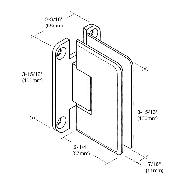 Shower Door Hinge: Cologne 037 Wall Mount, H Back Plate, Gun Metal – CRL C0L037GM, photo 4