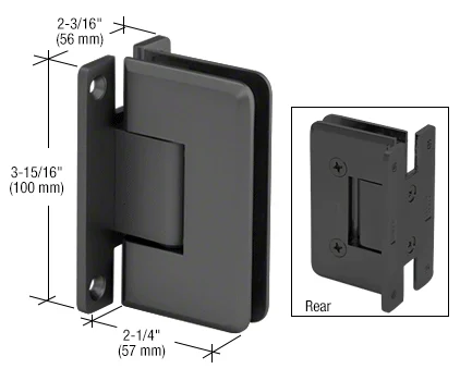 Shower Door Hinge: Cologne 037 Wall Mount, H Back Plate, Matte Black – CRL C0L037MBL, photo 2