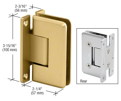 Shower Door Hinge: Cologne 037 Wall Mount, H Back Plate, Satin Brass – CRL C0L037SB, photo 2