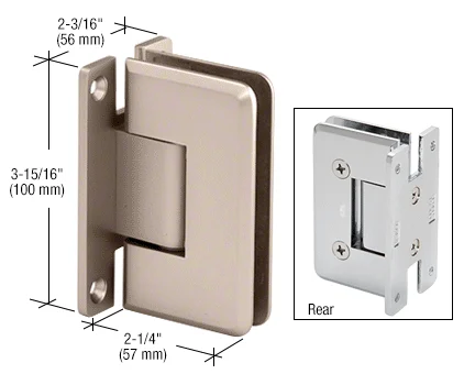 Shower Door Hinge: Cologne 037 Wall Mount, H Back Plate, Satin Nickel – CRL C0L037SN, photo 2