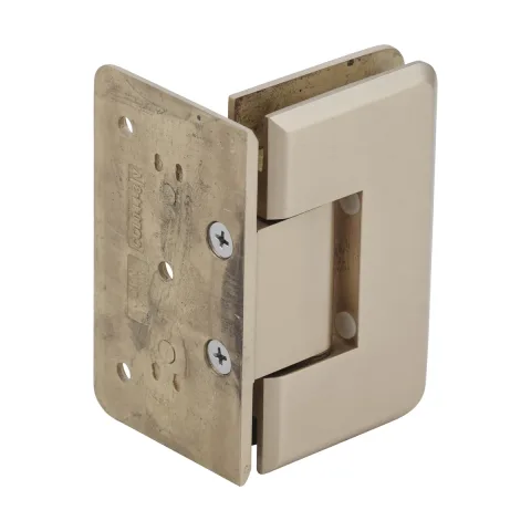 CRL Shower Door Hinge – Cologne 044 Wall Mount, Offset Back Plate, Satin Brass