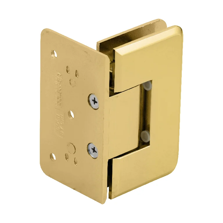 Shower Door Hinge: Cologne 044 Wall Mount, Offset Back Plate, Unlacquered Brass – CRL C0L044ULBR, photo 3