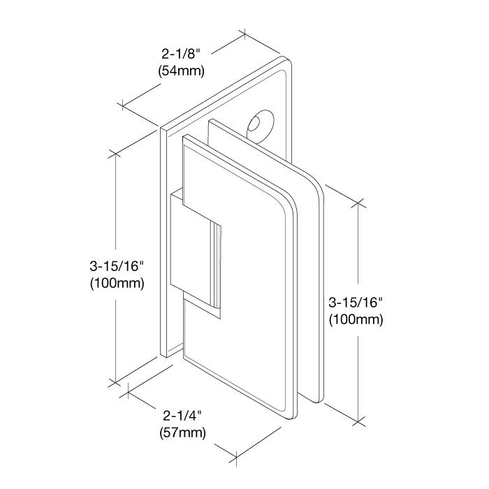 Shower Door Hinge: Cologne 044 Wall Mount, Offset Back Plate, Unlacquered Brass – CRL C0L044ULBR, photo 5
