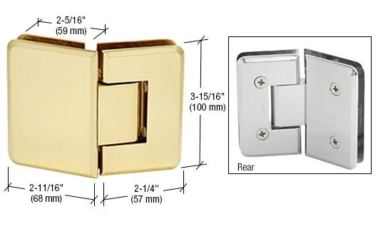 Glass to Glass Shower Door Hinge 135°: Cologne 045, Polished Brass – CRL C0L045BR, photo 2
