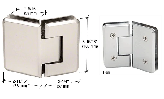 Glass to Glass Shower Door Hinge 135°: Cologne 045, Polished Nickel – CRL C0L045PN, photo 2