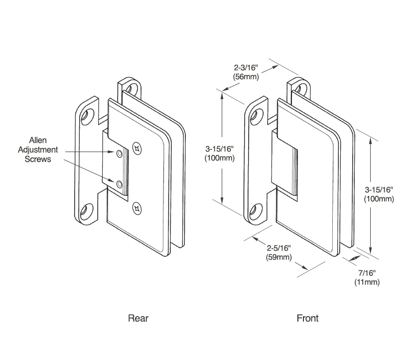 Shower Door Hinge: Cologne 337 Adjustable Wall Mount, H Back Plate, Oil Rubbed Bronze – CRL C0L3370RB, photo 4