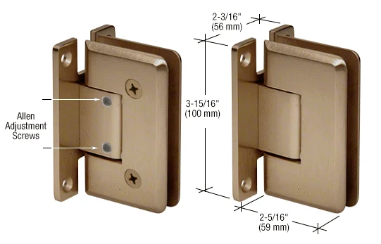Shower Door Hinge: Cologne 337 Adjustable Wall Mount, H Back Plate, Brushed Bronze – CRL C0L337BBRZ, photo 2