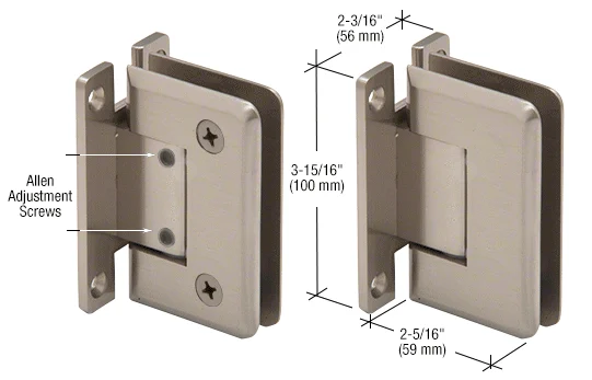 Shower Door Hinge: Cologne 337 Adjustable Wall Mount, H Back Plate, Brushed Nickel – CRL C0L337BN, photo 2