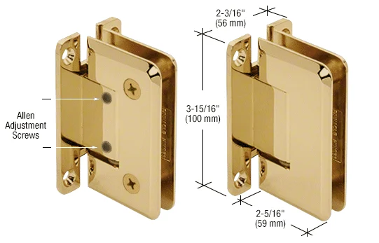 Shower Door Hinge: Cologne 337 Adjustable Wall Mount, H Back Plate, Polished Brass – CRL C0L337BR, photo 2