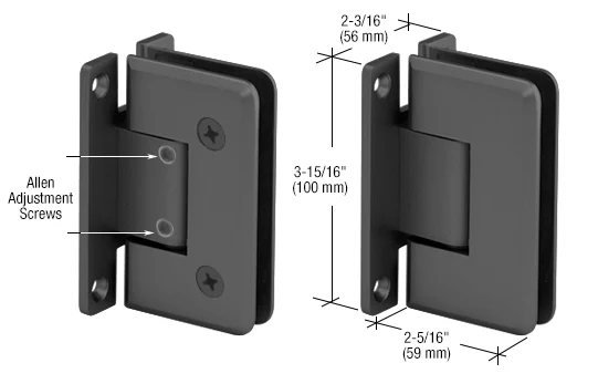 Shower Door Hinge: Cologne 337 Adjustable Wall Mount, H Back Plate, Matte Black – CRL C0L337MBL, photo 2