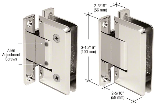 Shower Door Hinge: Cologne 337 Adjustable Wall Mount, H Back Plate, Polished Nickel – CRL C0L337PN, photo 2