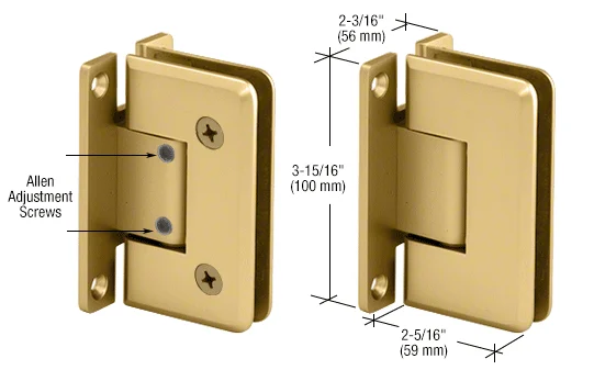 Shower Door Hinge: Cologne 337 Adjustable Wall Mount, H Back Plate, Satin Brass – CRL C0L337SB, photo 2