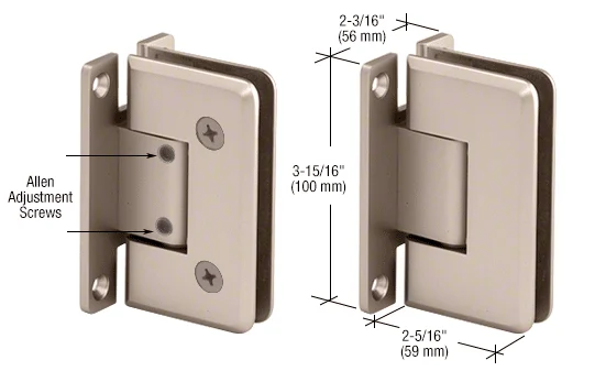 Shower Door Hinge: Cologne 337 Adjustable Wall Mount, H Back Plate, Satin Nickel – CRL C0L337SN, photo 2