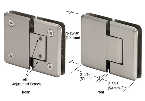 Glass to Glass Shower Door Hinge 180°: Cologne 380 Adjustable, Brushed Nickel – CRL C0L380BN, photo 2