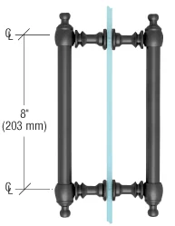 Shower Door 8" Colonial Back-to-Back Pull Handle, Matte Black – CRL C0L8X8MBL