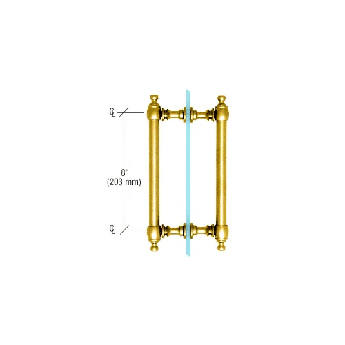 Shower Door 8" Colonial Back-to-Back Pull Handle, Unlacquered Brass – CRL C0L8X8ULBR
