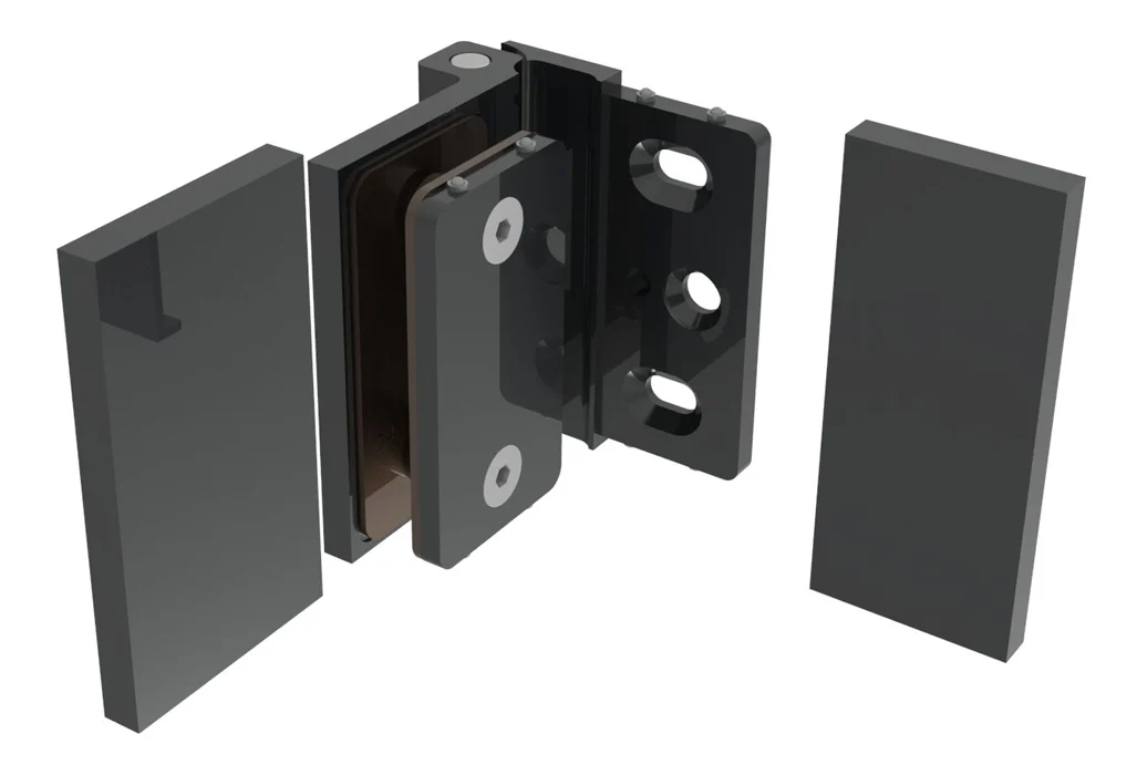 Shower Door Hinge: Como 044 Outswing Wall Mount, Offset Back Plate, Matte Black – CRL C0M044MBL, photo 3
