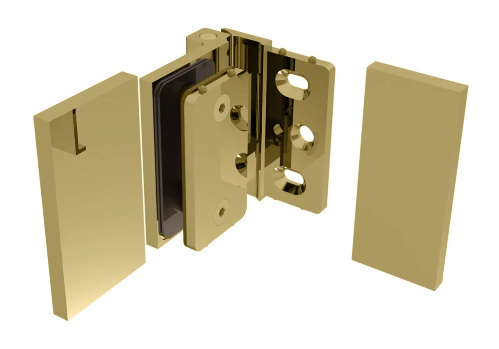 Shower Door Hinge: Como 044 Outswing Wall Mount, Offset Back Plate, Satin Brass – CRL C0M044SB, photo 4
