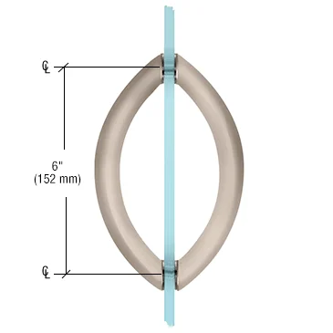 Shower Door 6" Crescent Back-to-Back Pull Handle, Brushed Nickel – CRL CSH6X6BN