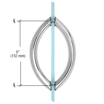CRL CSH6X6CH 6" Crescent Back-to-Back Pull Handle