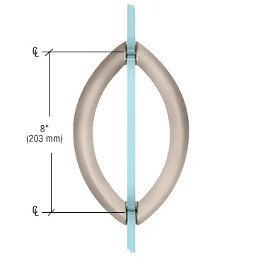 Shower Door 8" Crescent Back-to-Back Pull Handle, Brushed Nickel – CRL CSH8X8BN, photo 2