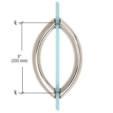 Shower Door 8" Crescent Back-to-Back Pull Handle, Polished Nickel – CRL CSH8X8PN