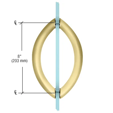 Shower Door 8" Crescent Back-to-Back Pull Handle, Satin Brass – CRL CSH8X8SB