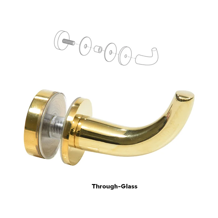 Glass Shower Door Designer Robe Hook, Unlacquered Brass – CRL DRH1ULBR, photo 2