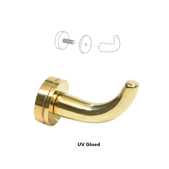 Glass Shower Door Designer Robe Hook, Unlacquered Brass – CRL DRH1ULBR, photo 3