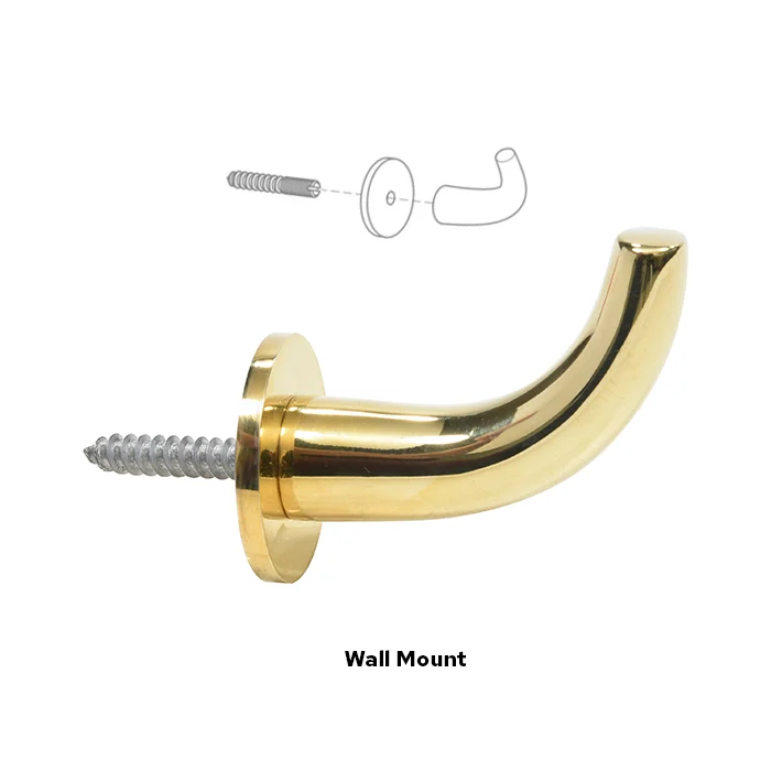 Glass Shower Door Designer Robe Hook, Unlacquered Brass – CRL DRH1ULBR, photo 4