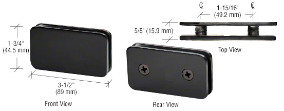 Shower Glass Traditional 180° Double Stud Glass Clamp, Matte Black – CRL GCB184MBL, photo 2