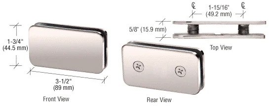 Shower Glass Traditional 180° Double Stud Glass Clamp, Polished Nickel – CRL GCB184PN, photo 2