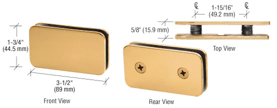 Shower Glass Traditional 180° Double Stud Glass Clamp, Satin Brass – CRL GCB184SB, photo 2
