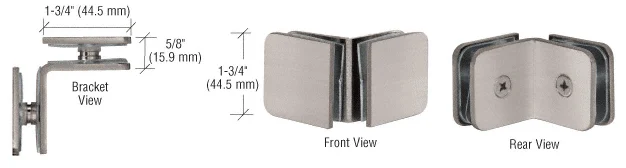 Shower Glass Traditional 90° Glass-to-Glass Clamp, Brushed Nickel – CRL GCB90BN, photo 2