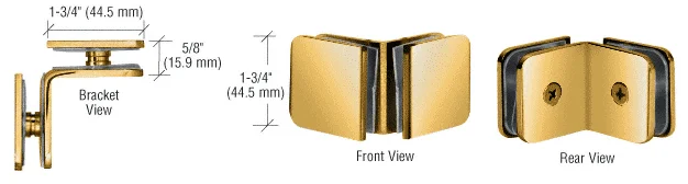 Shower Glass Traditional 90° Glass-to-Glass Clamp, Polished Brass – CRL GCB90BR, photo 2