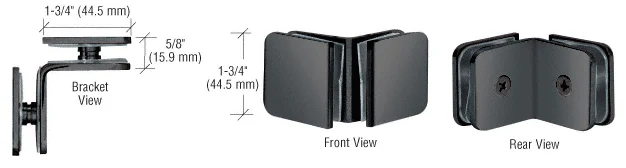 Shower Glass Traditional 90° Glass-to-Glass Clamp, Gun Metal – CRL GCB90GM, photo 2