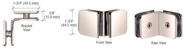 Shower Glass Traditional 90° Glass-to-Glass Clamp, Polished Nickel – CRL GCB90PN, photo 2
