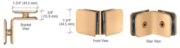 Shower Glass Traditional 90° Glass-to-Glass Clamp, Satin Brass – CRL GCB90SB, photo 2