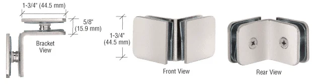 Shower Glass Traditional 90° Glass-to-Glass Clamp, Satin Nickel – CRL GCB90SN, photo 2